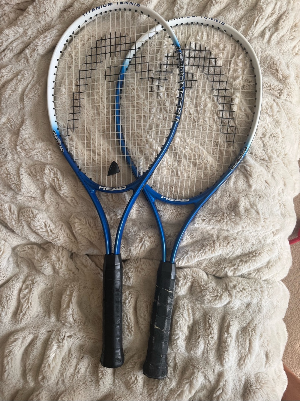Pair of 2 Head Titanium Blue and White Tennis Rackets